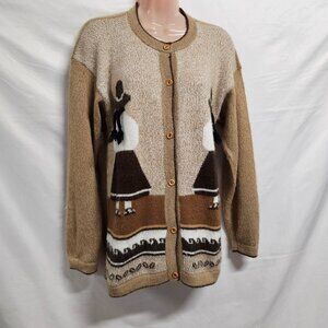 Kactus Alpaca Button Front Cardigan Sweater Women Size M Light Brown
